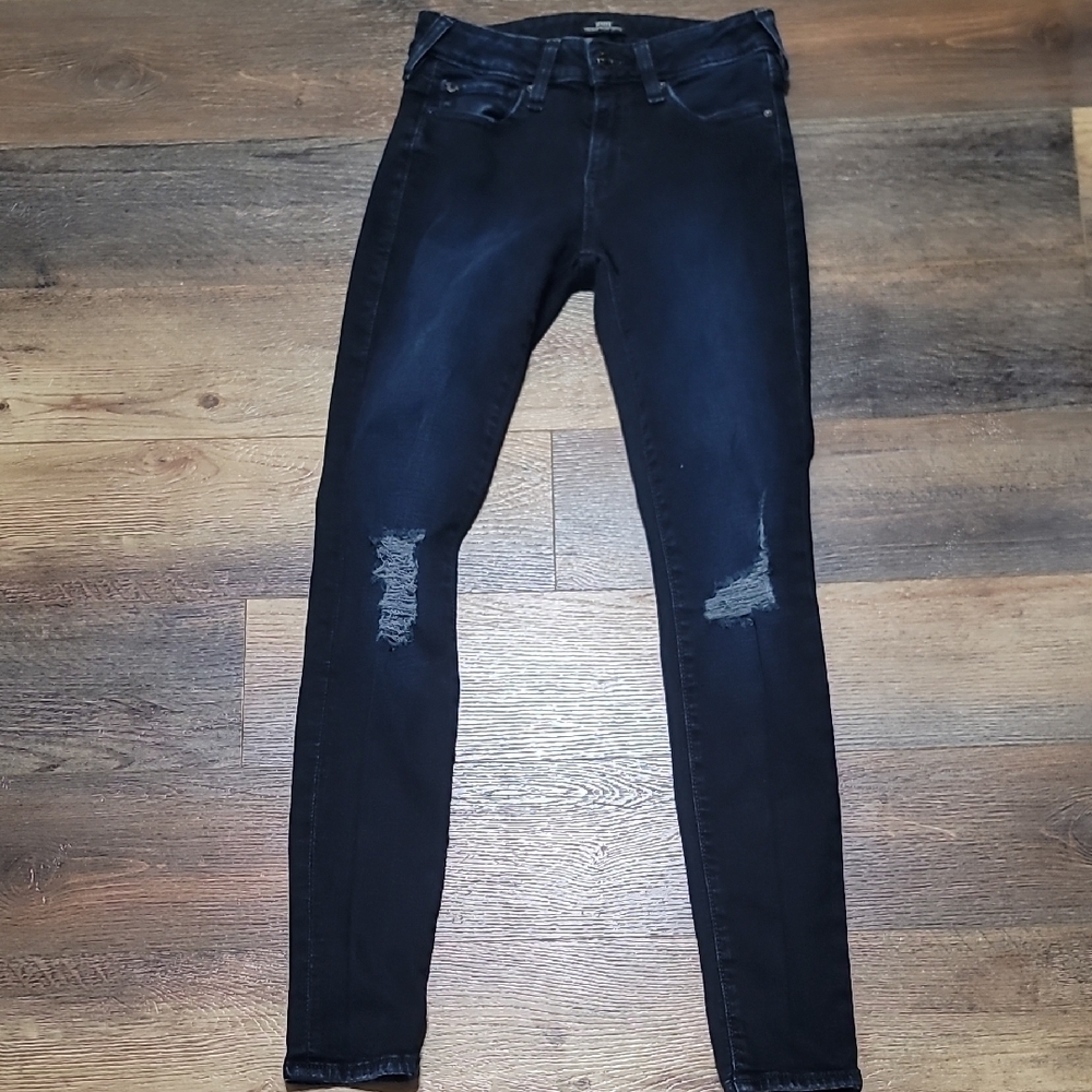 True Religion Black Distressed Skinny Jeans